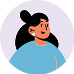 Cartoon woman in blue shirt | Pearl Relocation