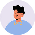 Happy cartoon man in blue shirt | Pearl Relocation