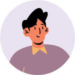 Purple shirt, cartoon man | Pearl Relocation